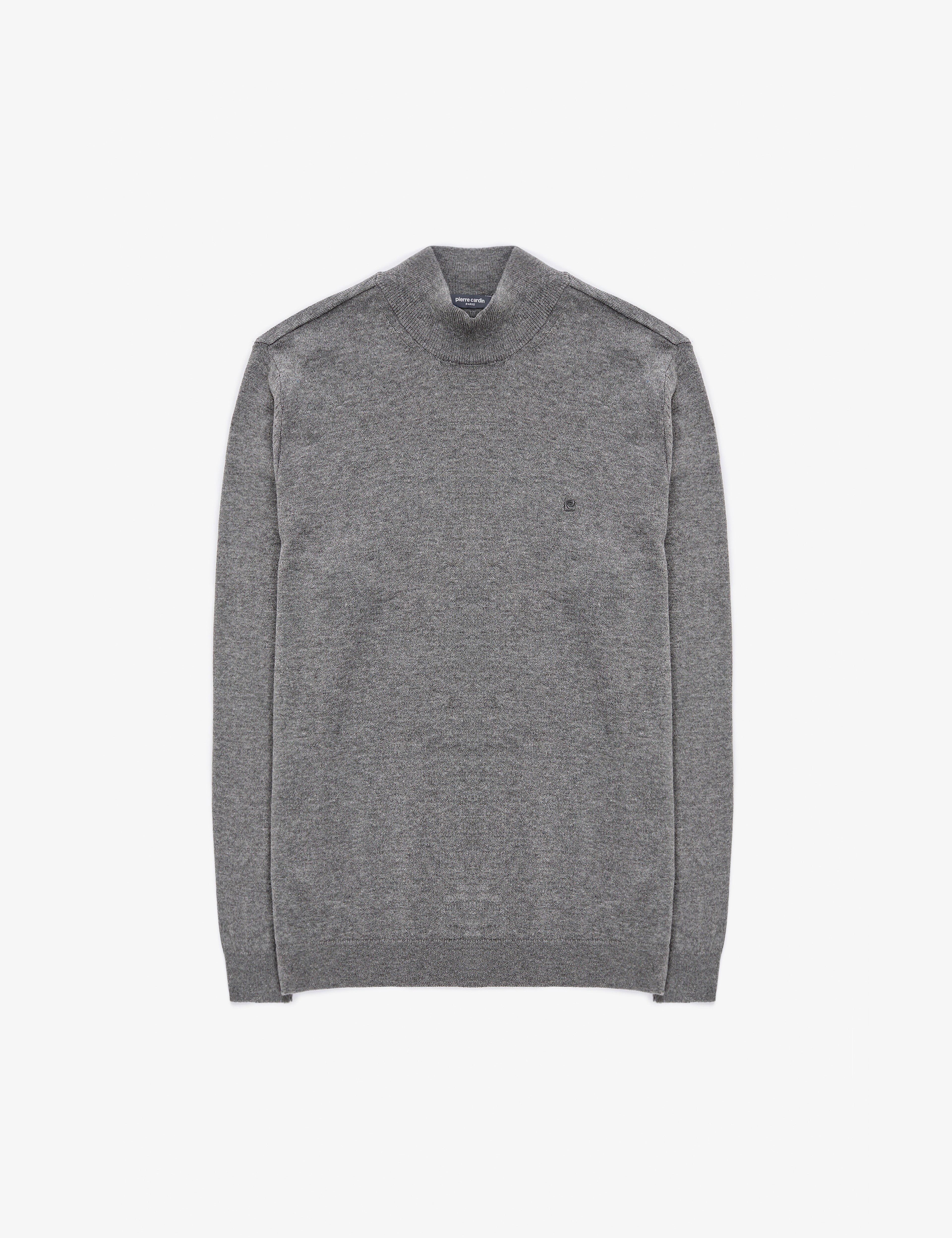 Gri Melanj Slim Fit Yarım Balıkçı Yaka Basic Triko Kazak - Image 7