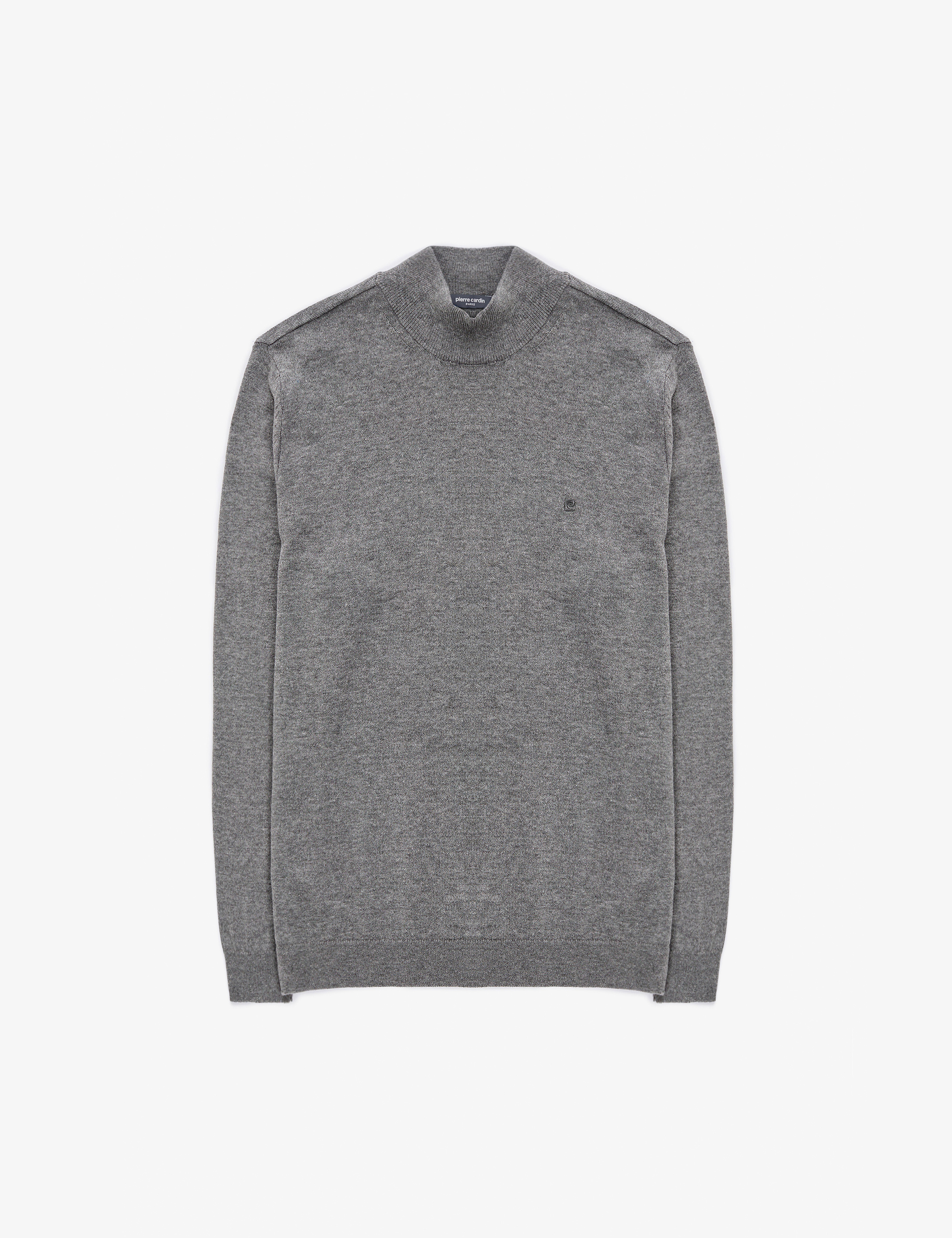 Gri Melanj Slim Fit Yarım Balıkçı Yaka Basic Triko Kazak