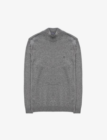 Gri Melanj Slim Fit Yarım Balıkçı Yaka Basic Triko Kazak - 50314176156