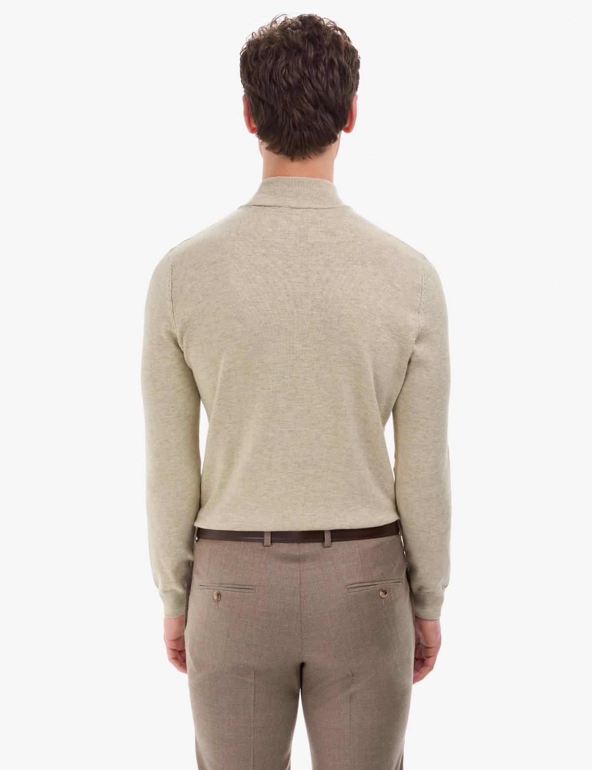 Kum Melanj Slim Fit Yarım Balıkçı Yaka Basic Triko Kazak - 50314176175