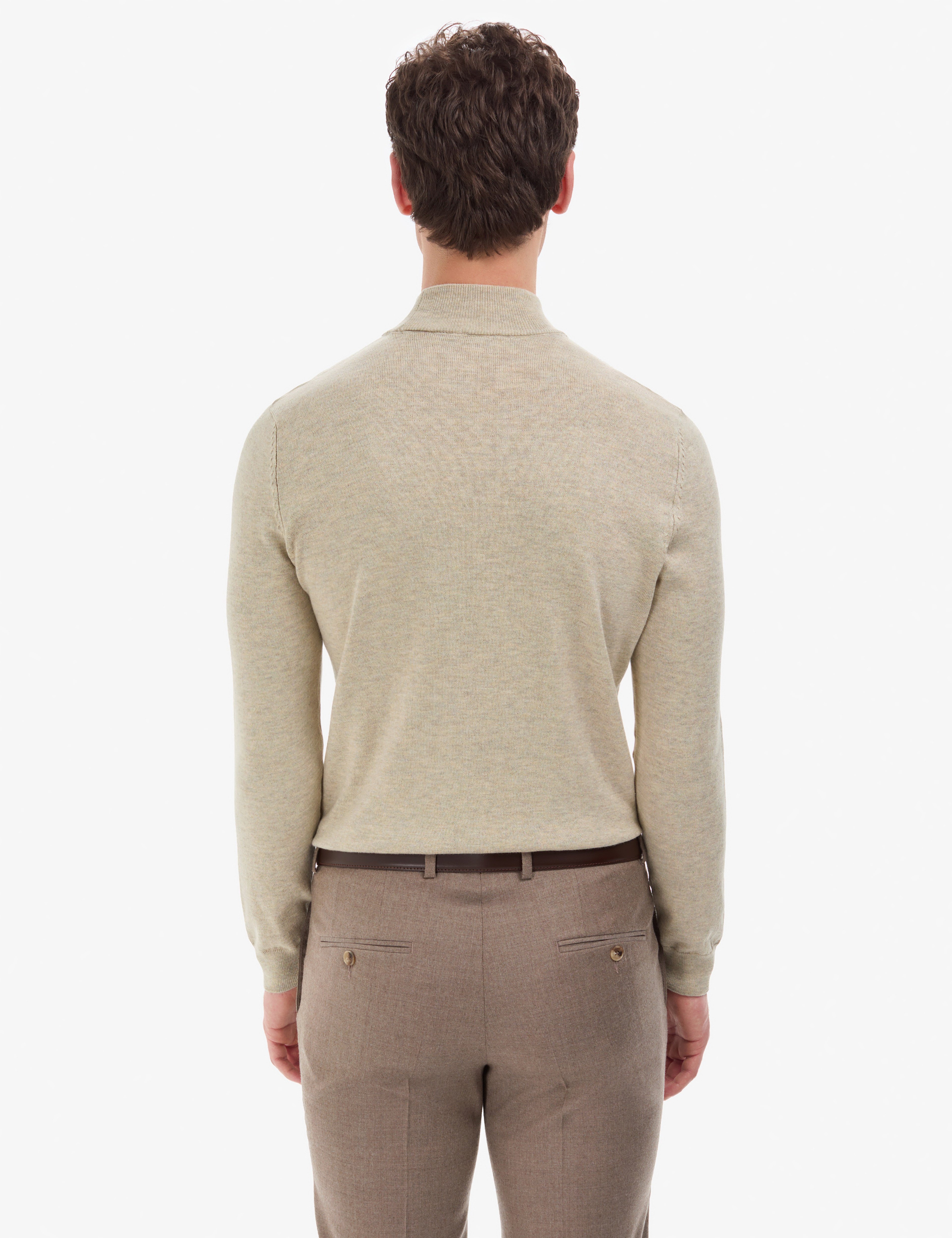 Kum Melanj Slim Fit Yarım Balıkçı Yaka Basic Triko Kazak - Image 6