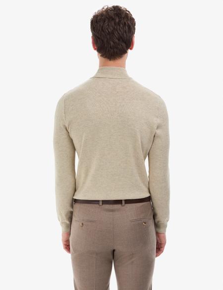 Kum Melanj Slim Fit Yarım Balıkçı Yaka Basic Triko Kazak - 50314176175