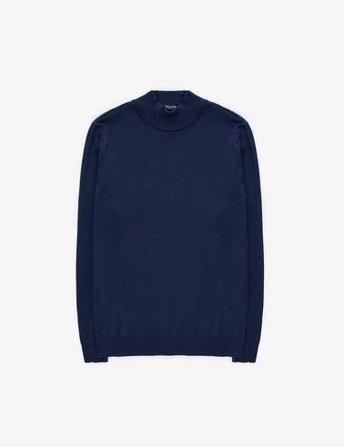 Açık Lacivert Slim Fit Yarım Balıkçı Yaka Basic Triko Kazak