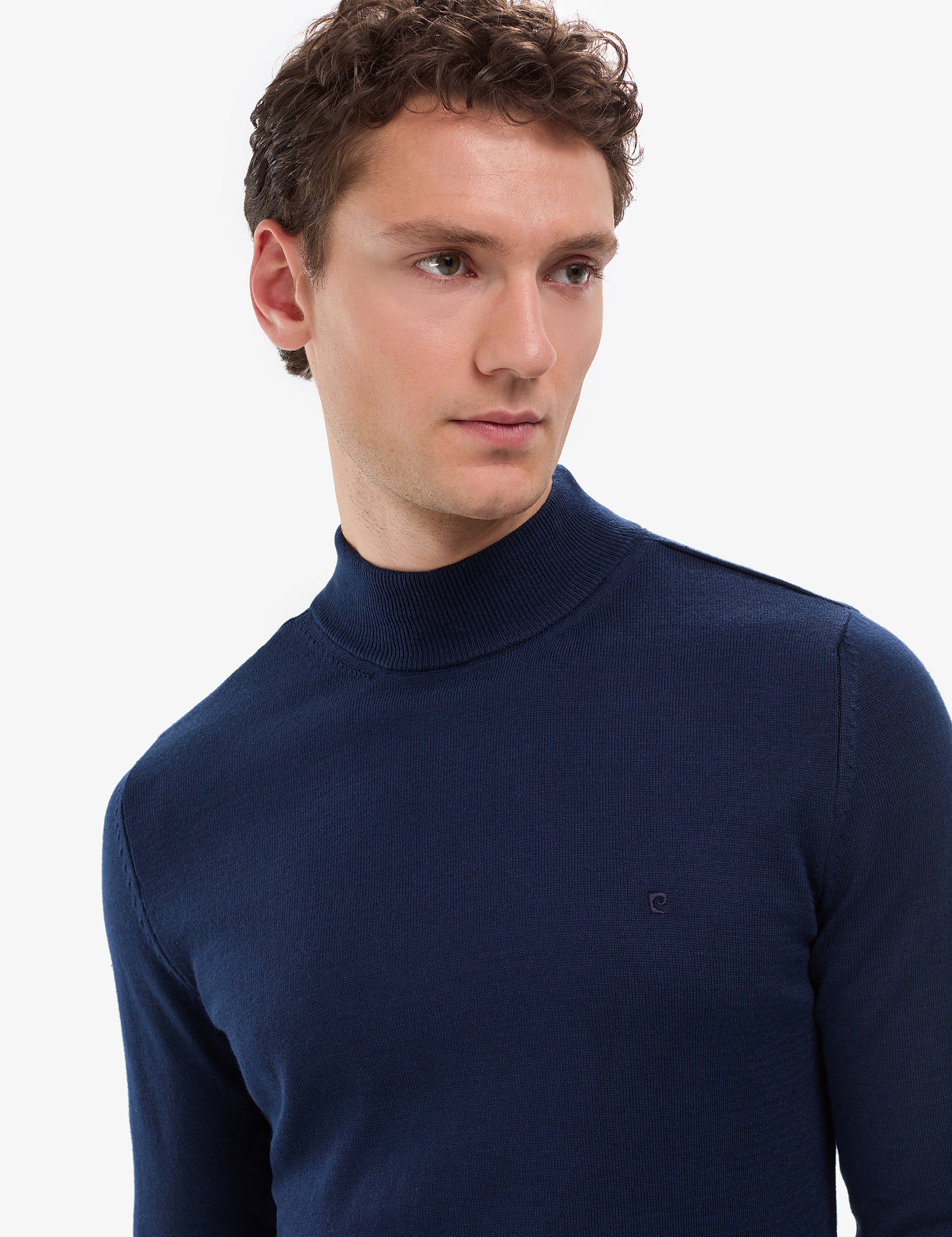 Açık Lacivert Slim Fit Yarım Balıkçı Yaka Basic Triko Kazak - Image 3