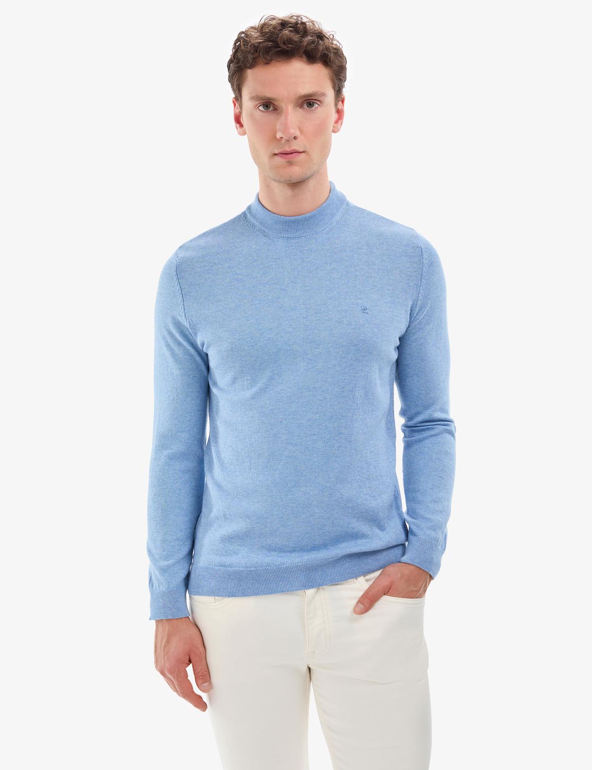 Mavi Melanj Slim Fit Çeyrek Yaka Basic Triko Kazak - 50314188087