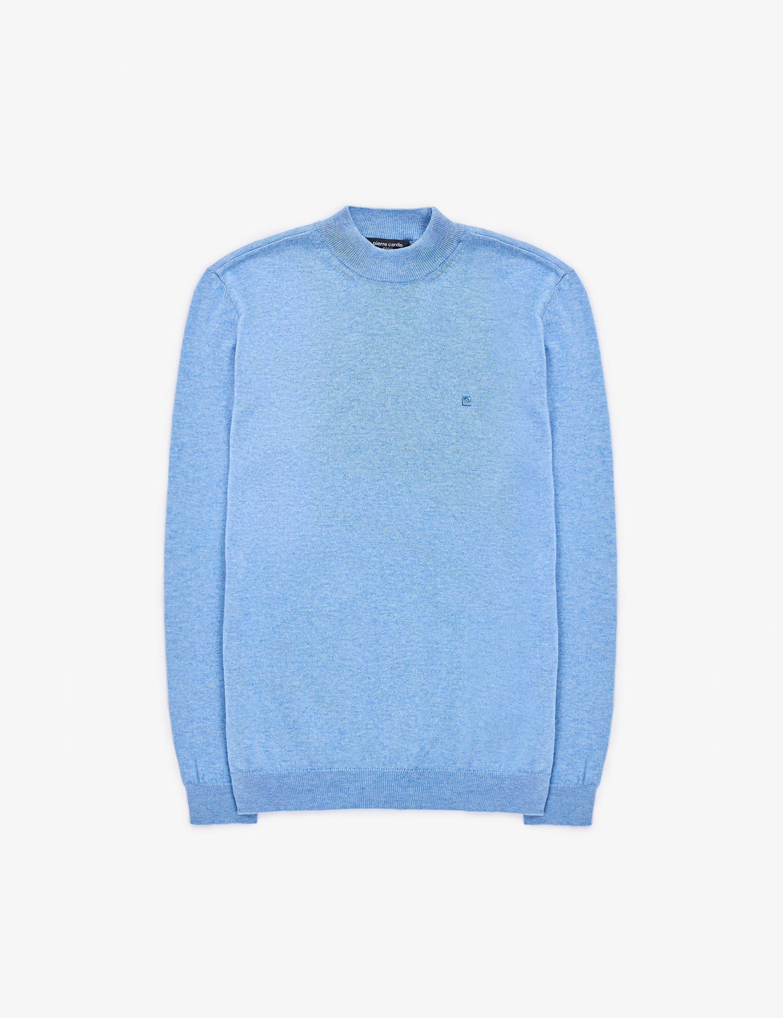 Mavi Melanj Slim Fit Çeyrek Yaka Basic Triko Kazak