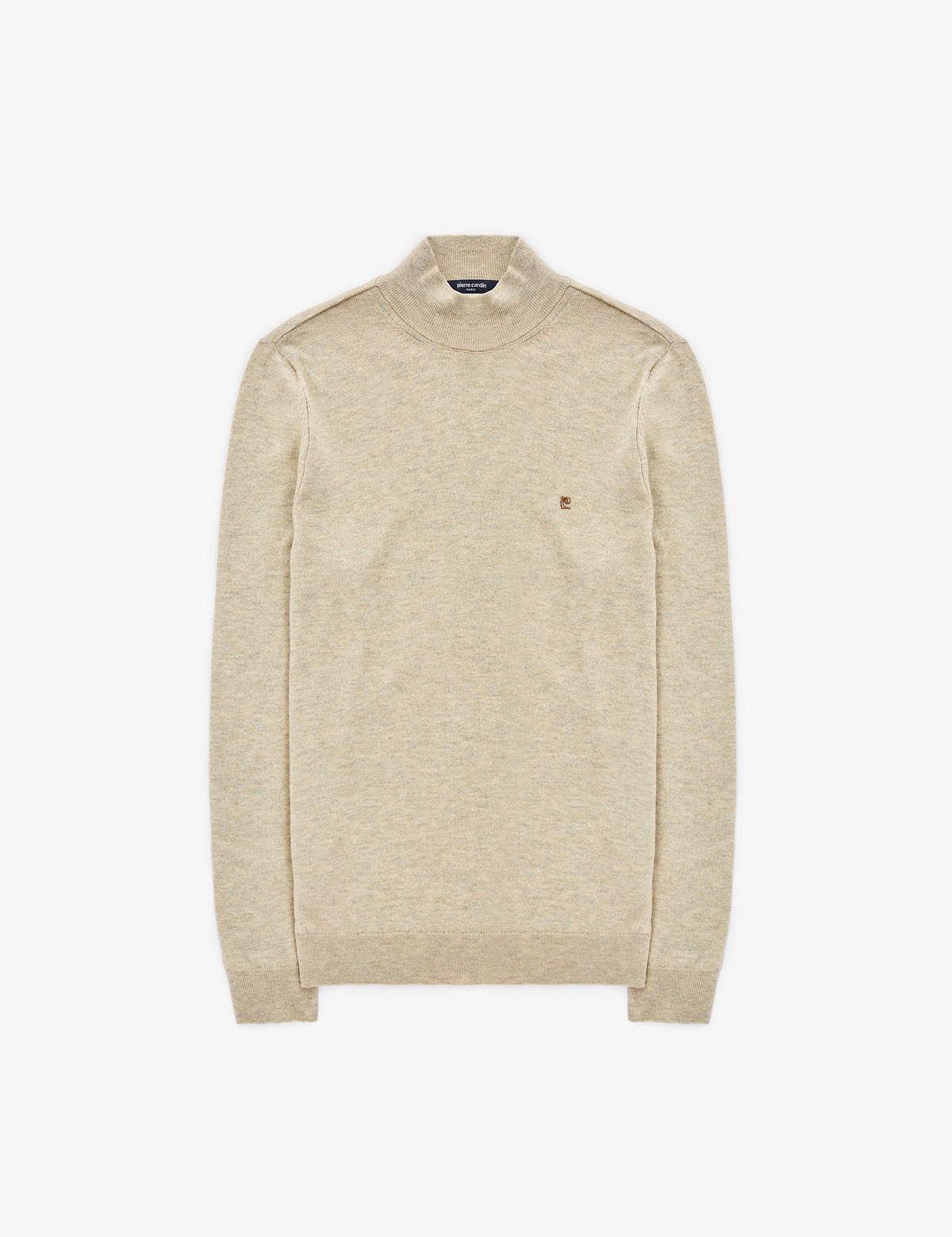 Kum Melanj Slim Fit Yarım Balıkçı Yaka Basic Triko Kazak - 50314176175