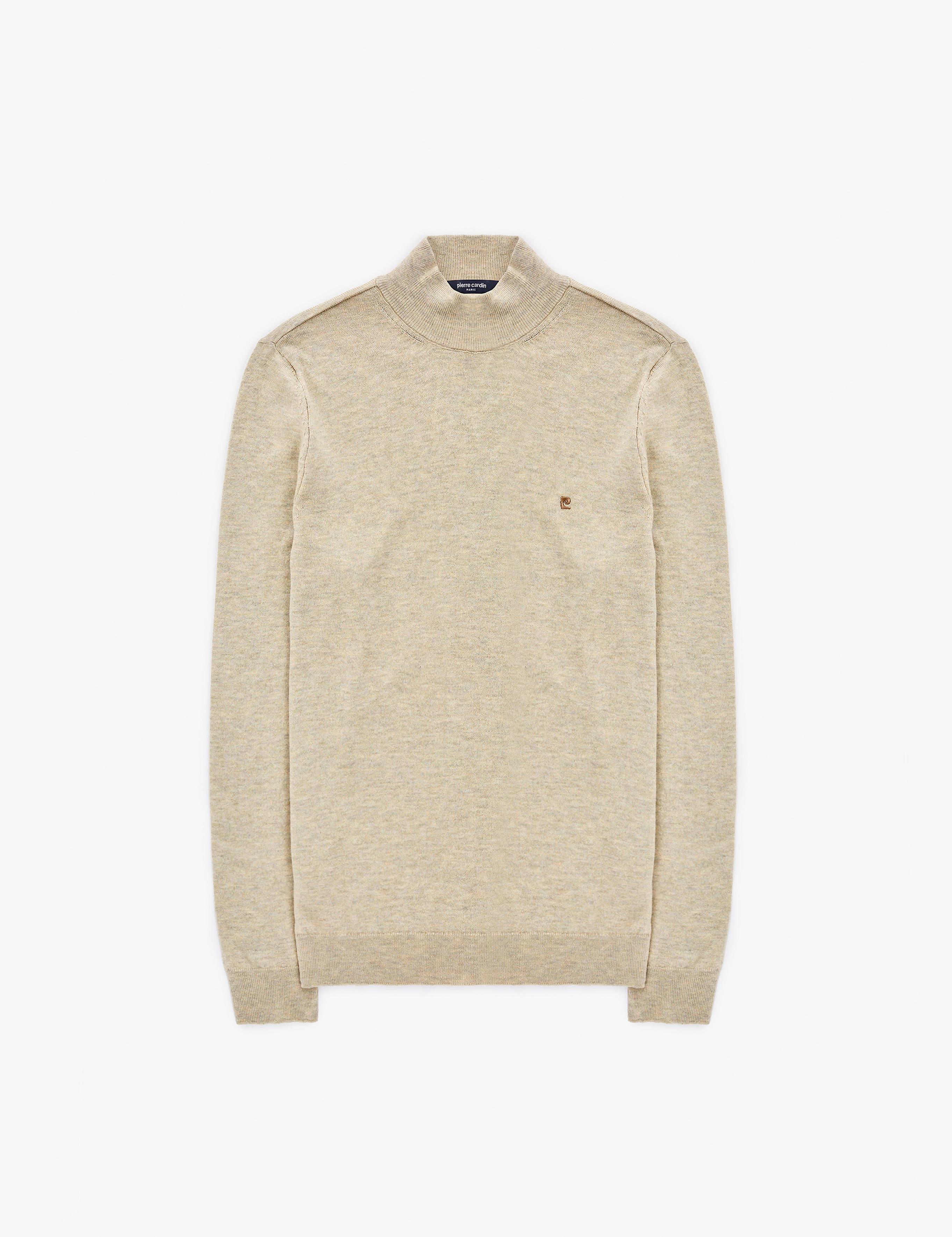 Kum Melanj Slim Fit Yarım Balıkçı Yaka Basic Triko Kazak