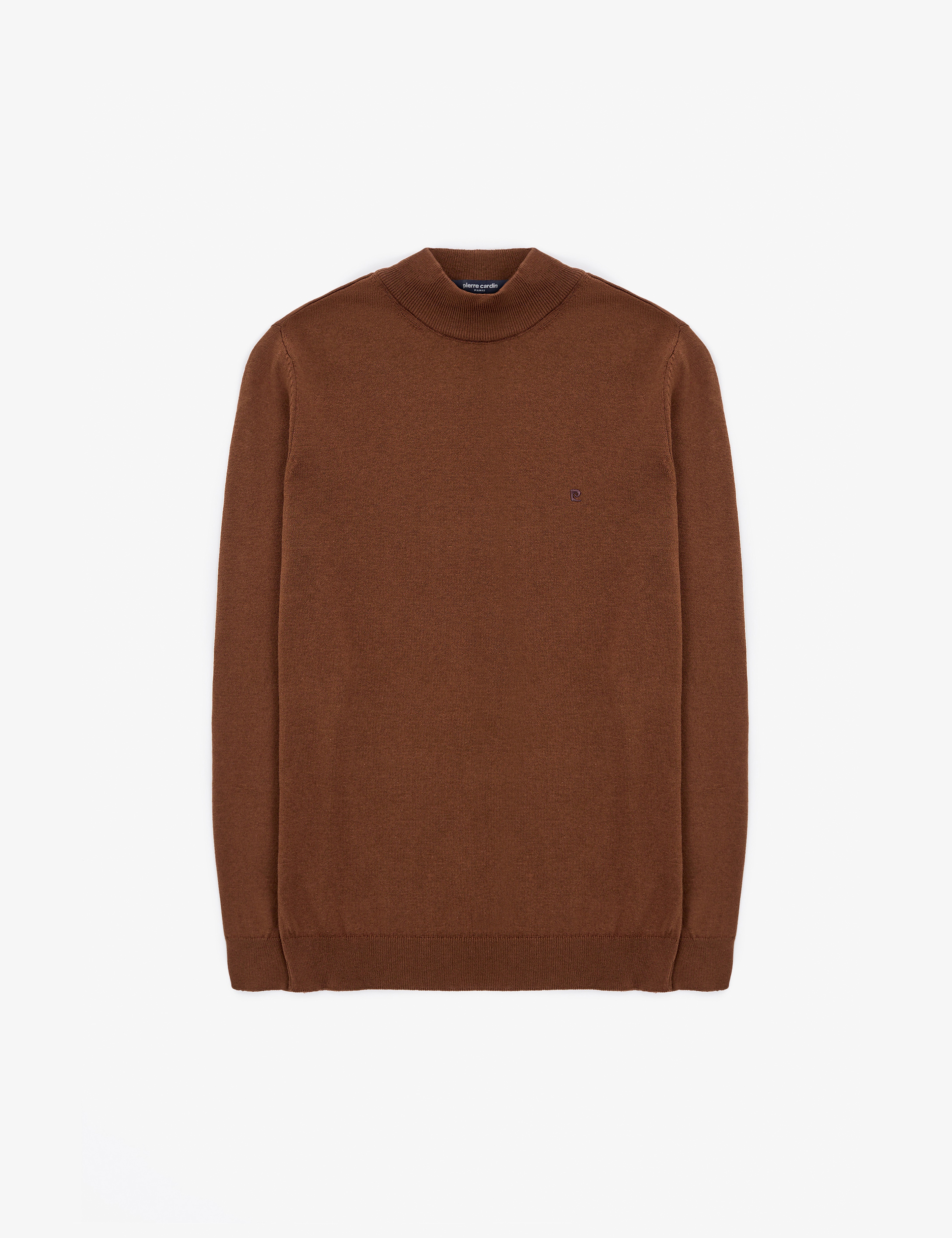 Koyu Kahverengi Slim Fit Yarım Balıkçı Yaka Basic Triko Kazak - Image 7