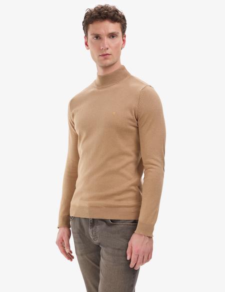 Camel Slim Fit Yarım Balıkçı Yaka Basic Triko Kazak - 50314176148