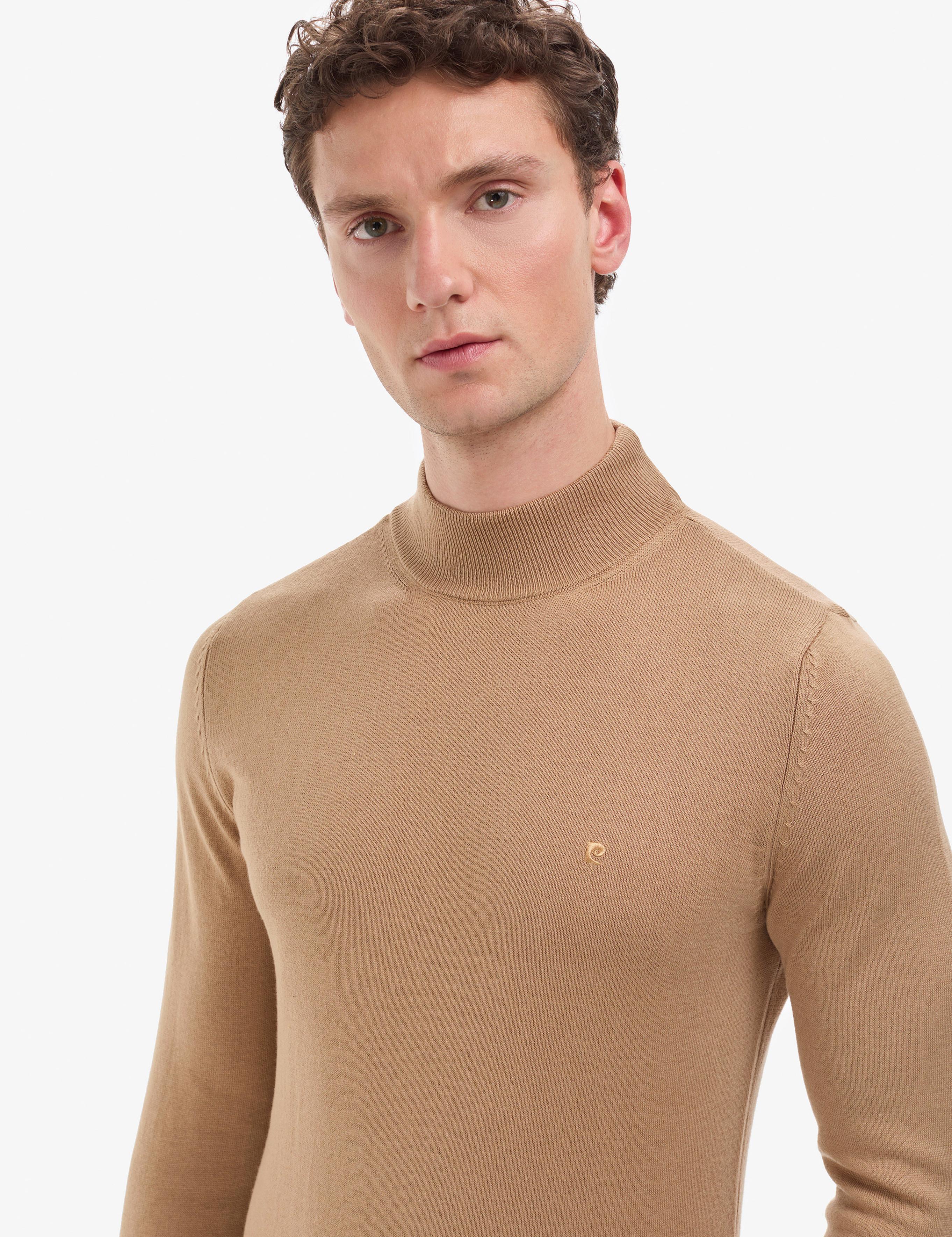 Camel Slim Fit Yarım Balıkçı Yaka Basic Triko Kazak