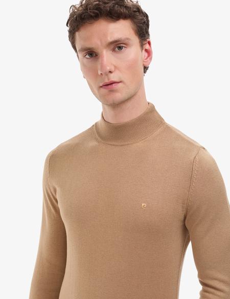 Camel Slim Fit Yarım Balıkçı Yaka Basic Triko Kazak - 50314176146