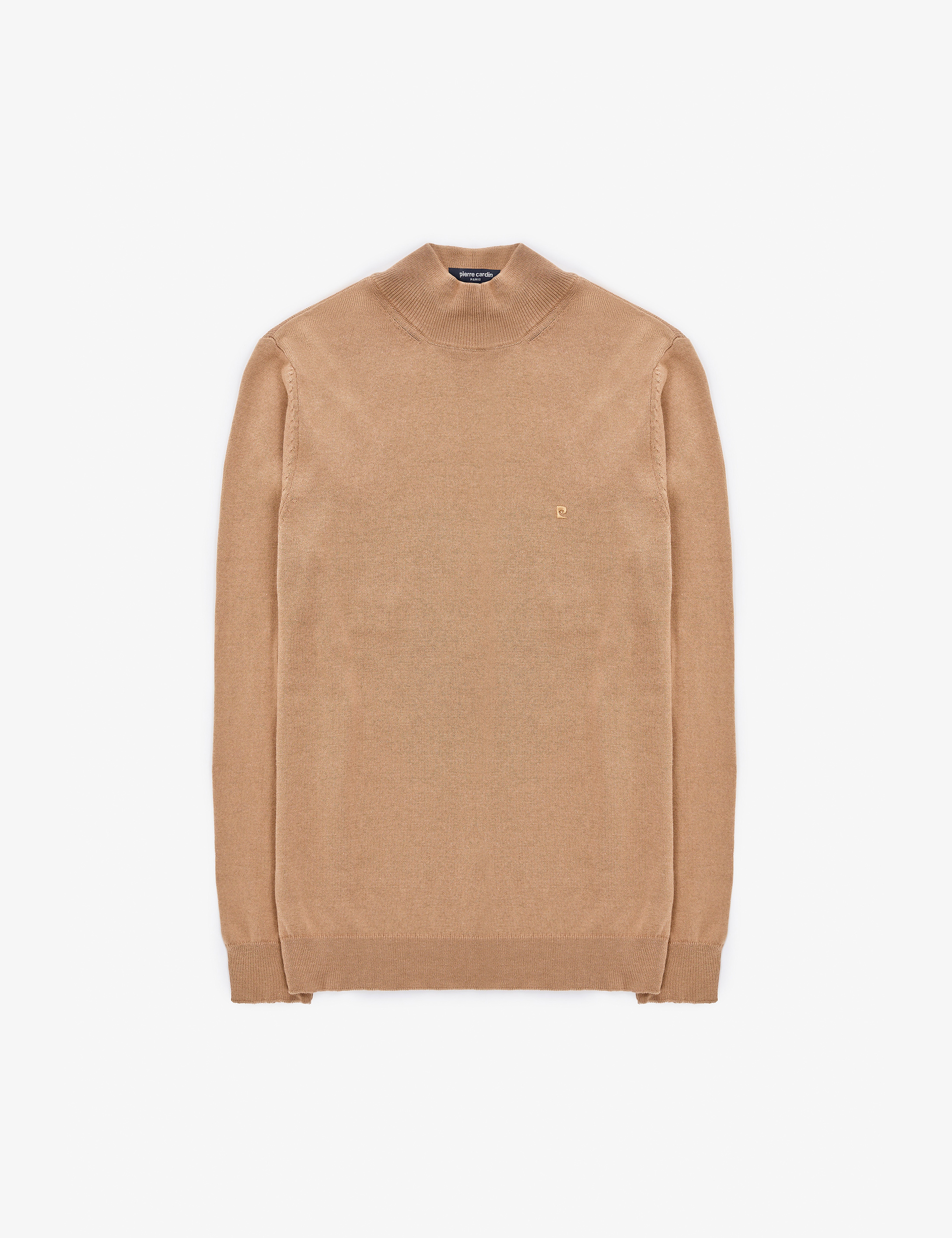 Camel Slim Fit Yarım Balıkçı Yaka Basic Triko Kazak
