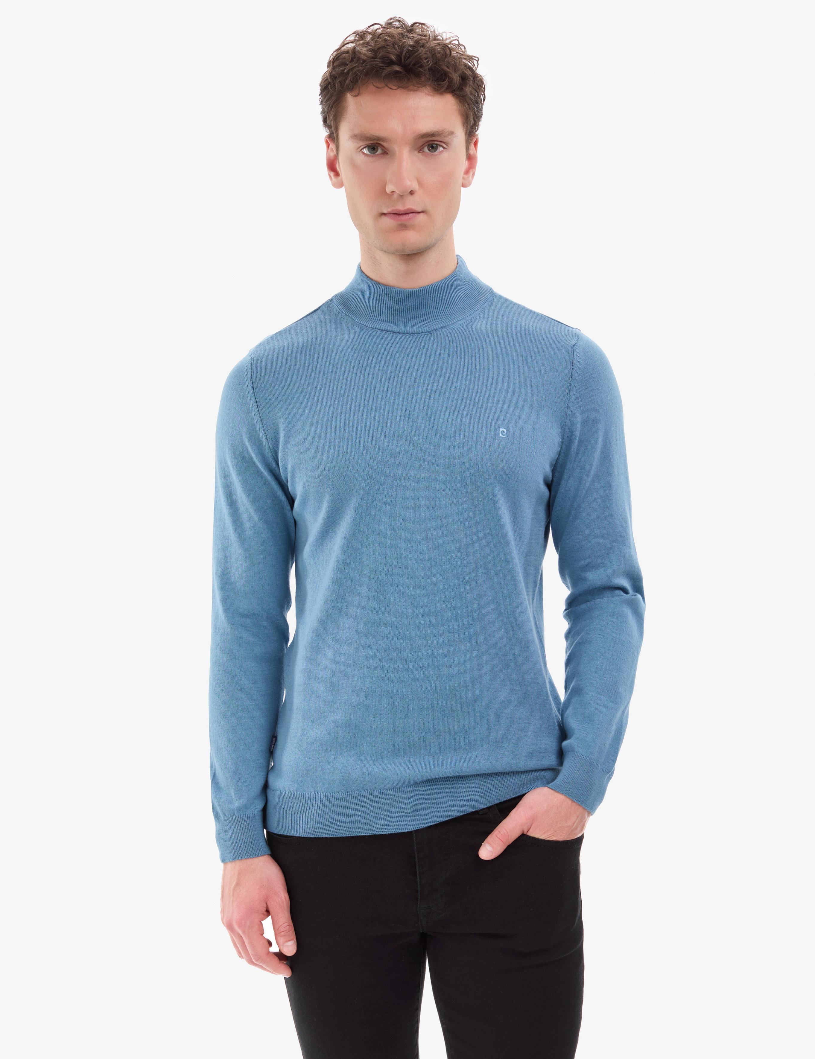 Mavi Slim Fit Yarım Balıkçı Yaka Basic Triko Kazak