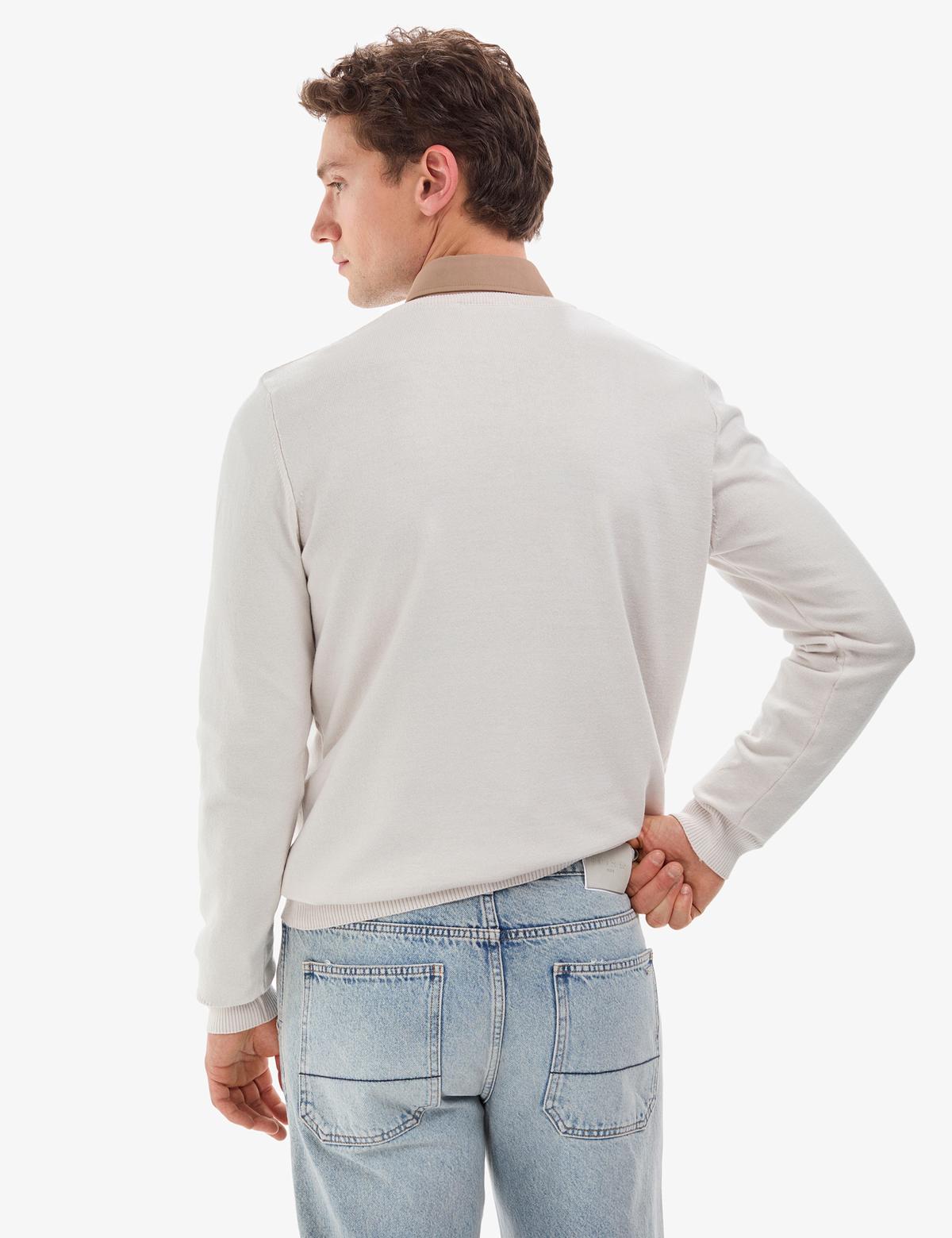 Taş Slim Fit V Yaka Basic Triko Kazak - 50314190051