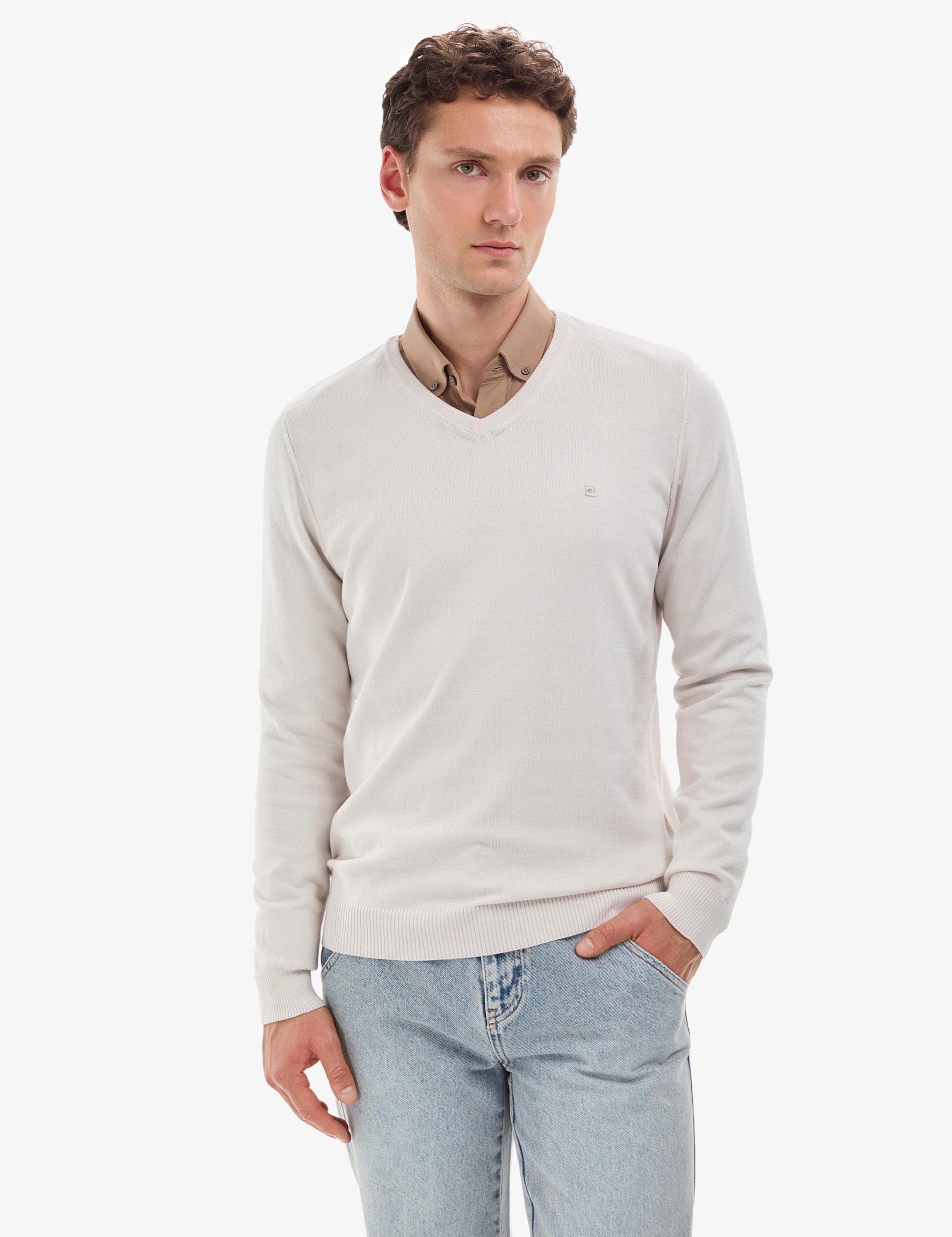 Taş Slim Fit V Yaka Basic Triko Kazak