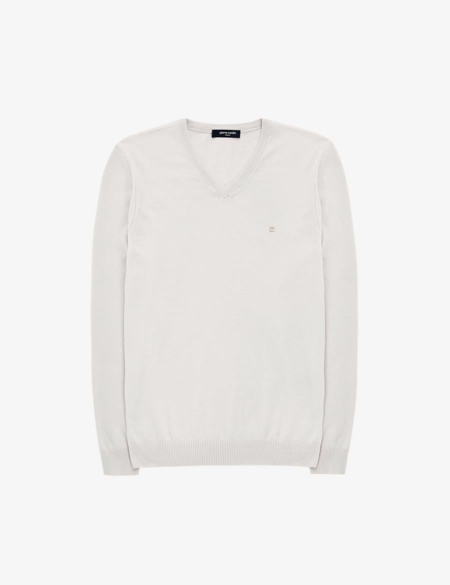 Taş Slim Fit V Yaka Basic Triko Kazak