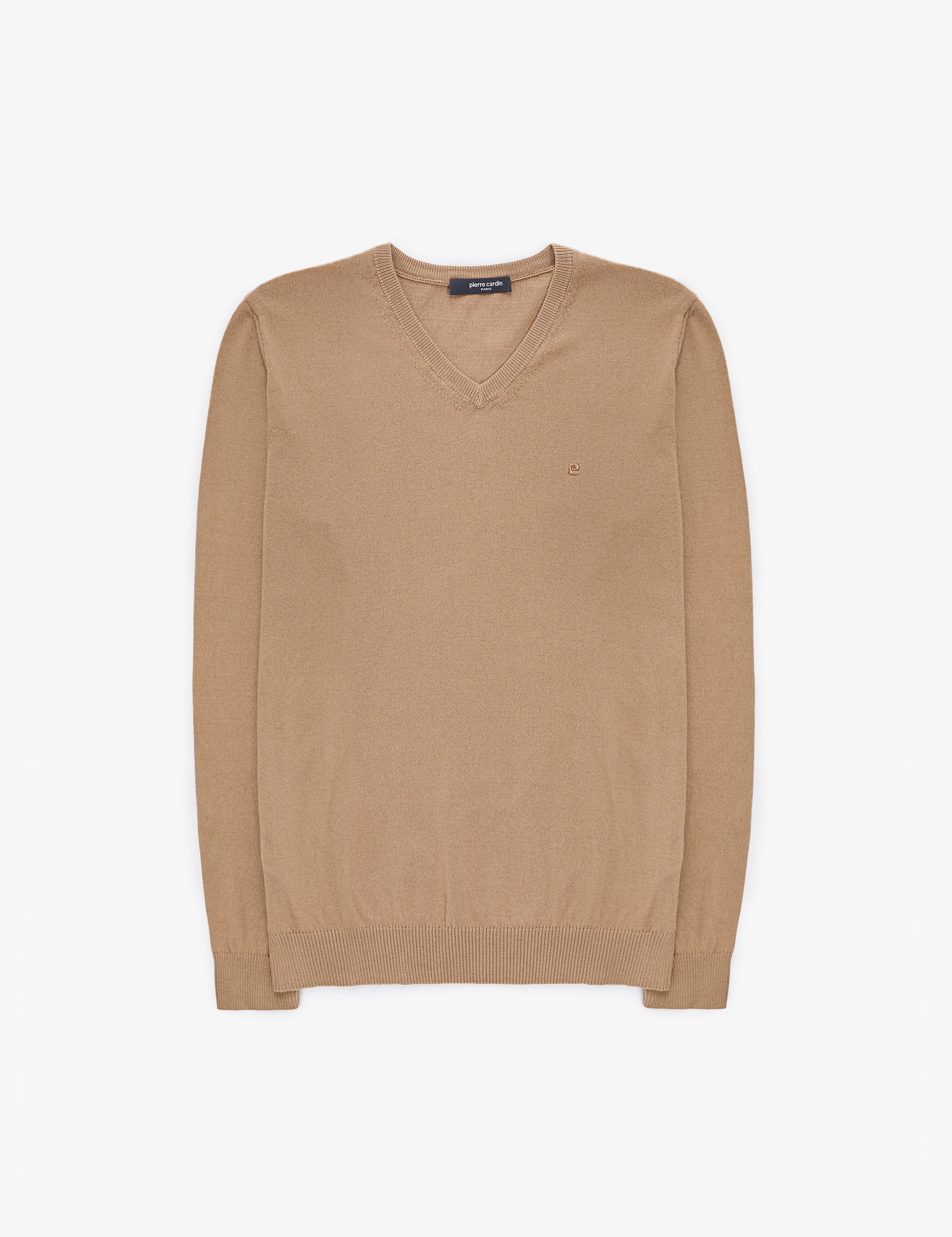 Camel Slim Fit V Yaka Basic Triko Kazak - Image 7