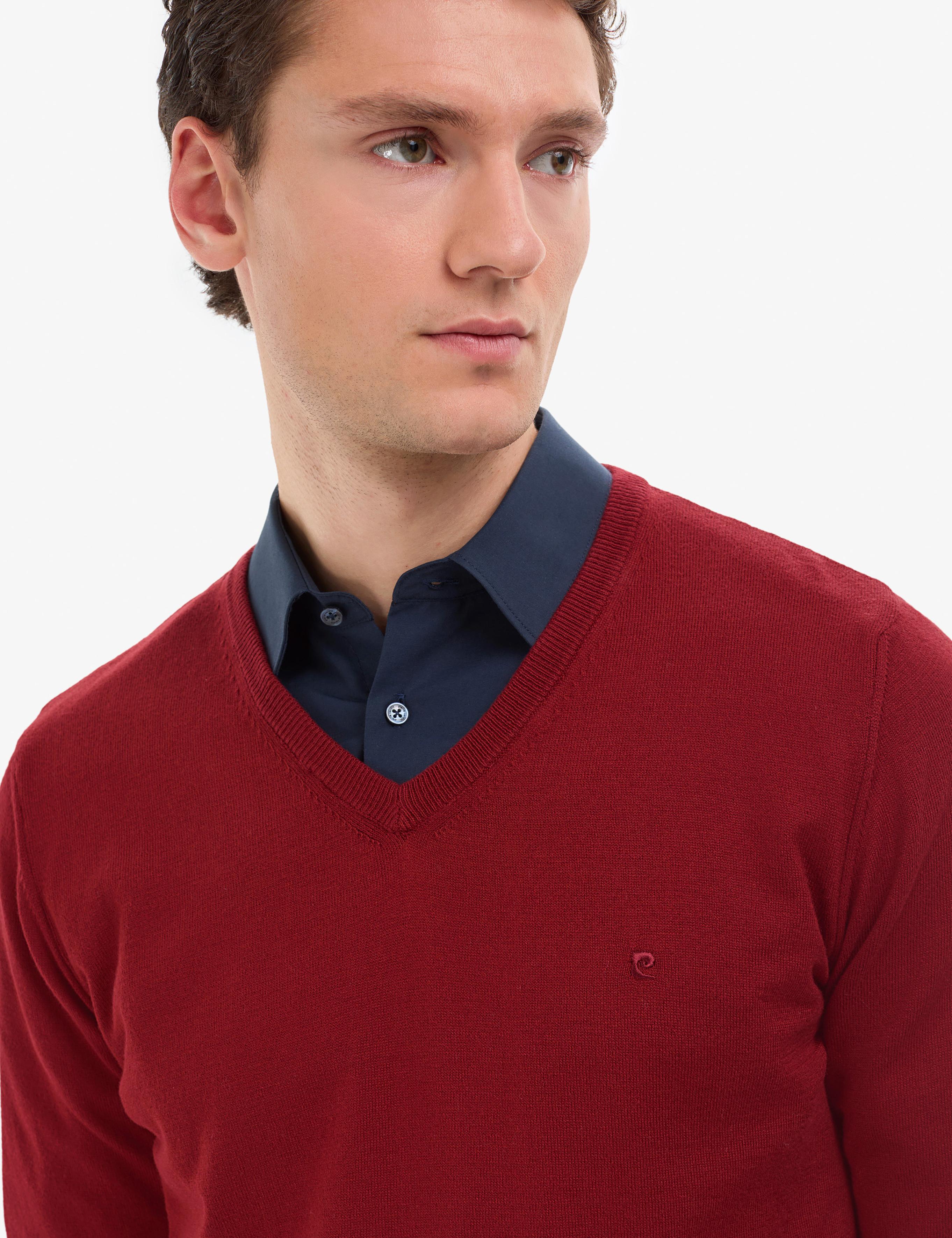 Kiremit Slim Fit V Yaka Basic Triko Kazak