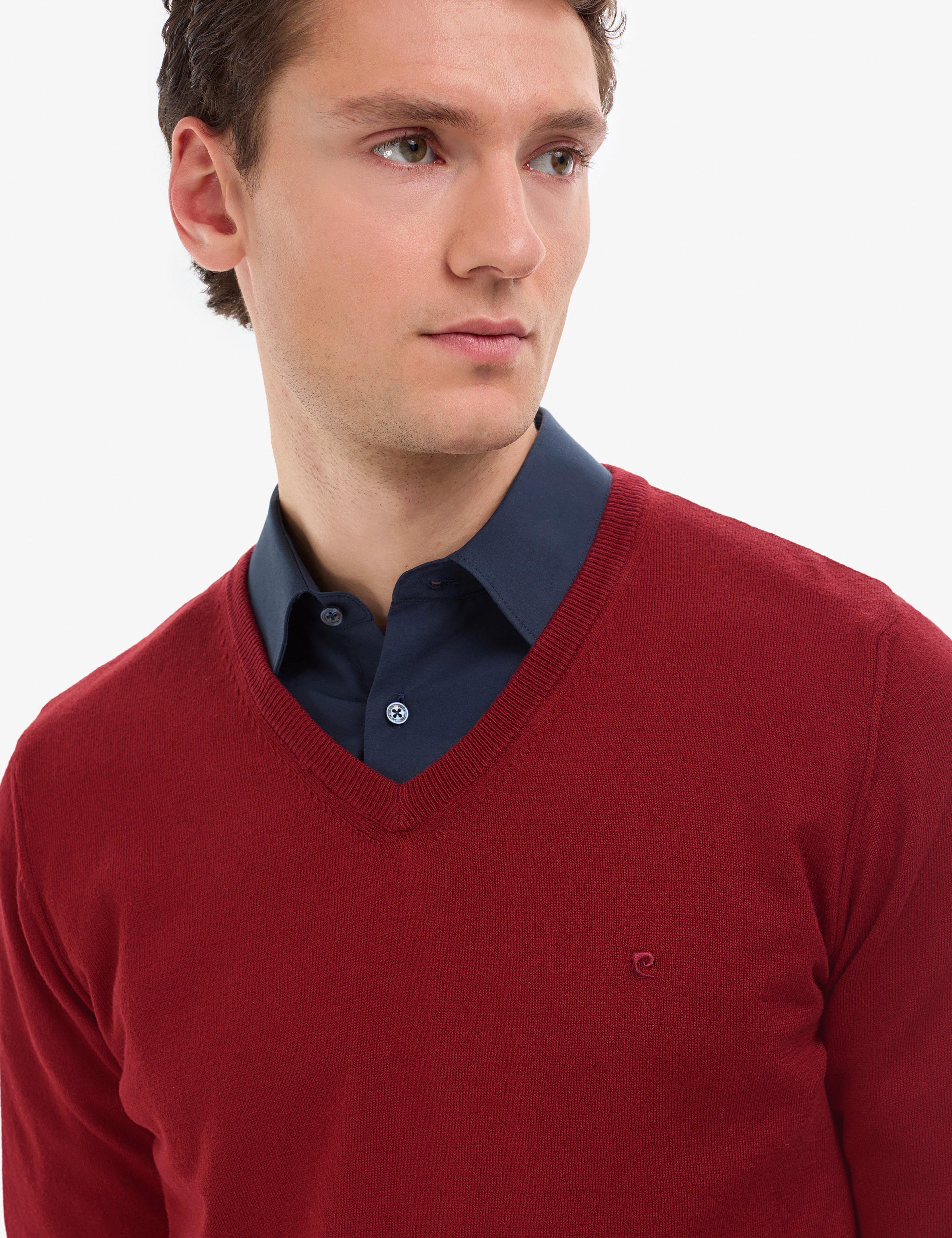 Kiremit Slim Fit V Yaka Basic Triko Kazak - Image 3