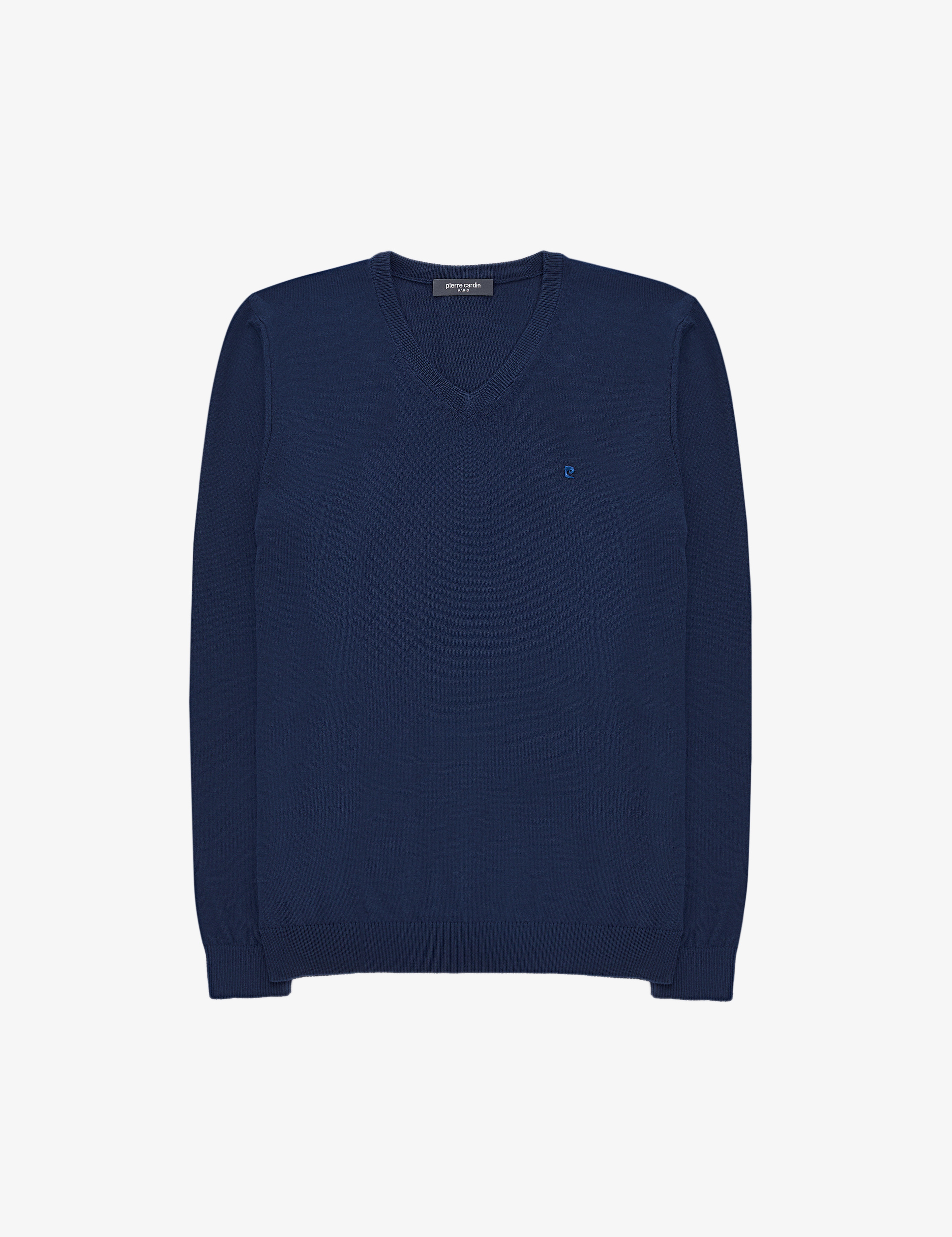 Açık Lacivert Slim Fit V Yaka Basic Triko Kazak - Image 7