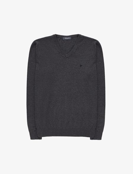 Antrasit Melanj Slim Fit V Yaka Basic Triko Kazak - 50314190067