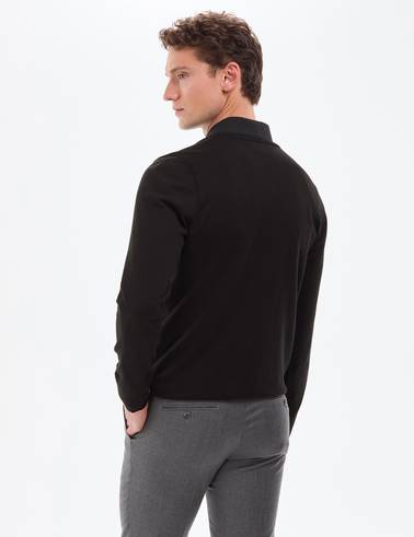 Siyah Slim Fit V Yaka Basic Triko Kazak