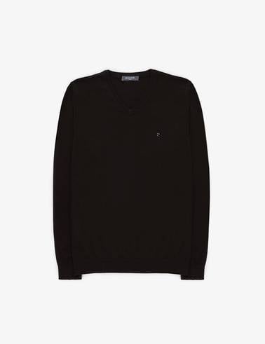 Siyah Slim Fit V Yaka Basic Triko Kazak