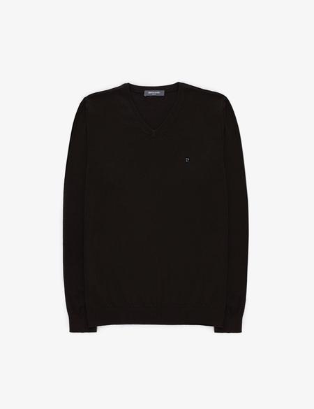 Siyah Slim Fit V Yaka Basic Triko Kazak - 50314190009