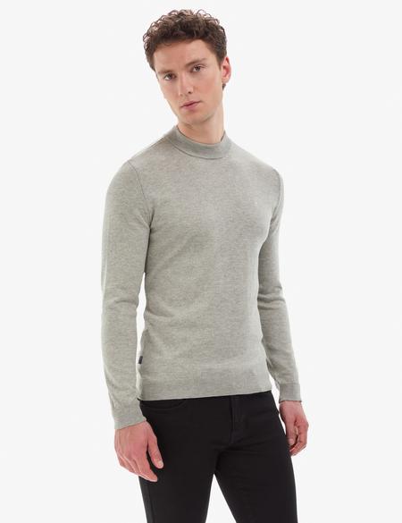 Açık Gri Melanj  Slim Fit Çeyrek Yaka Basic Triko Kazak - 50314188066