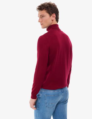 Vişne Slim Fit Balıkçı Yaka Basic Triko Kazak