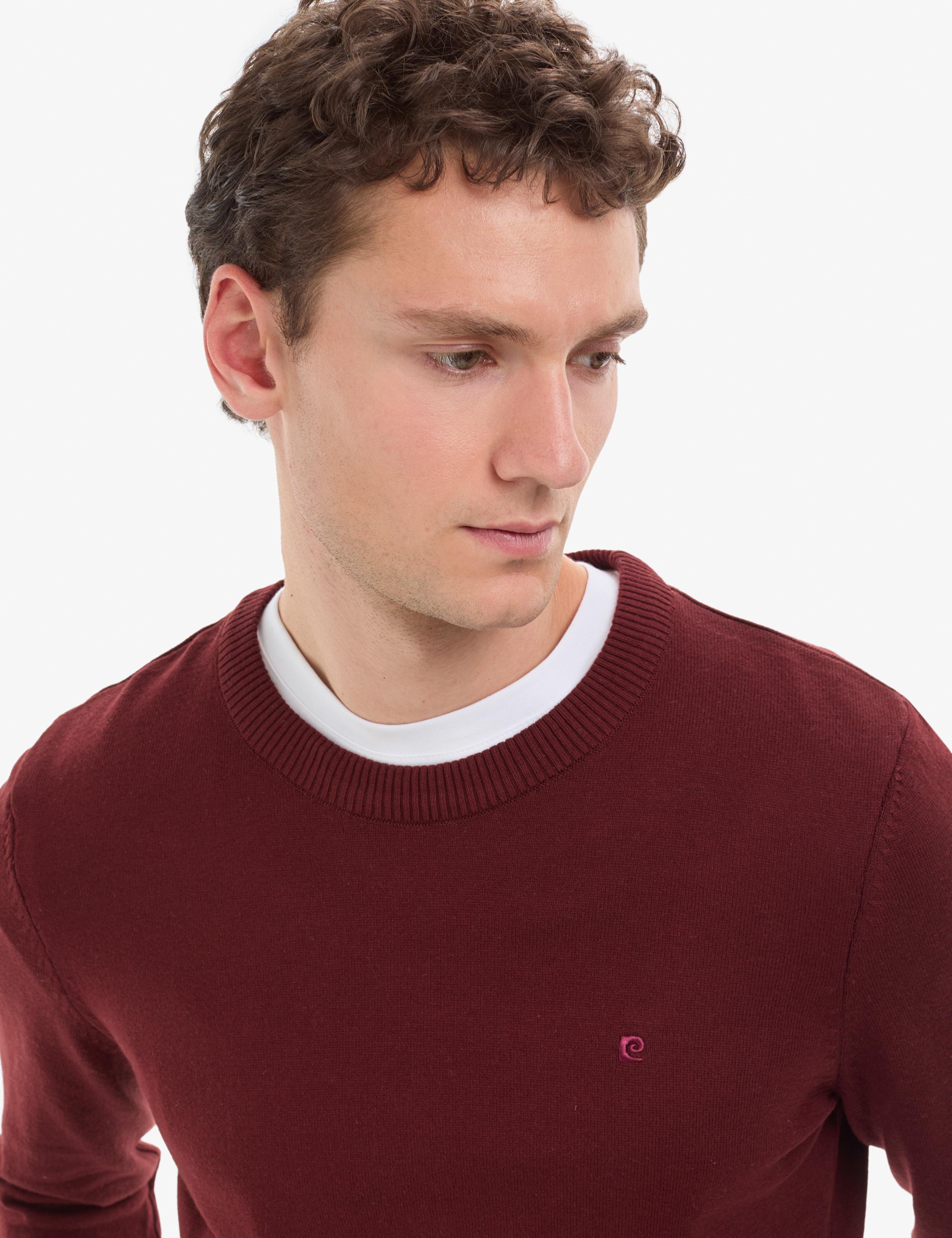 Bordo Slim Fit Bisiklet Yaka Basic Triko Kazak