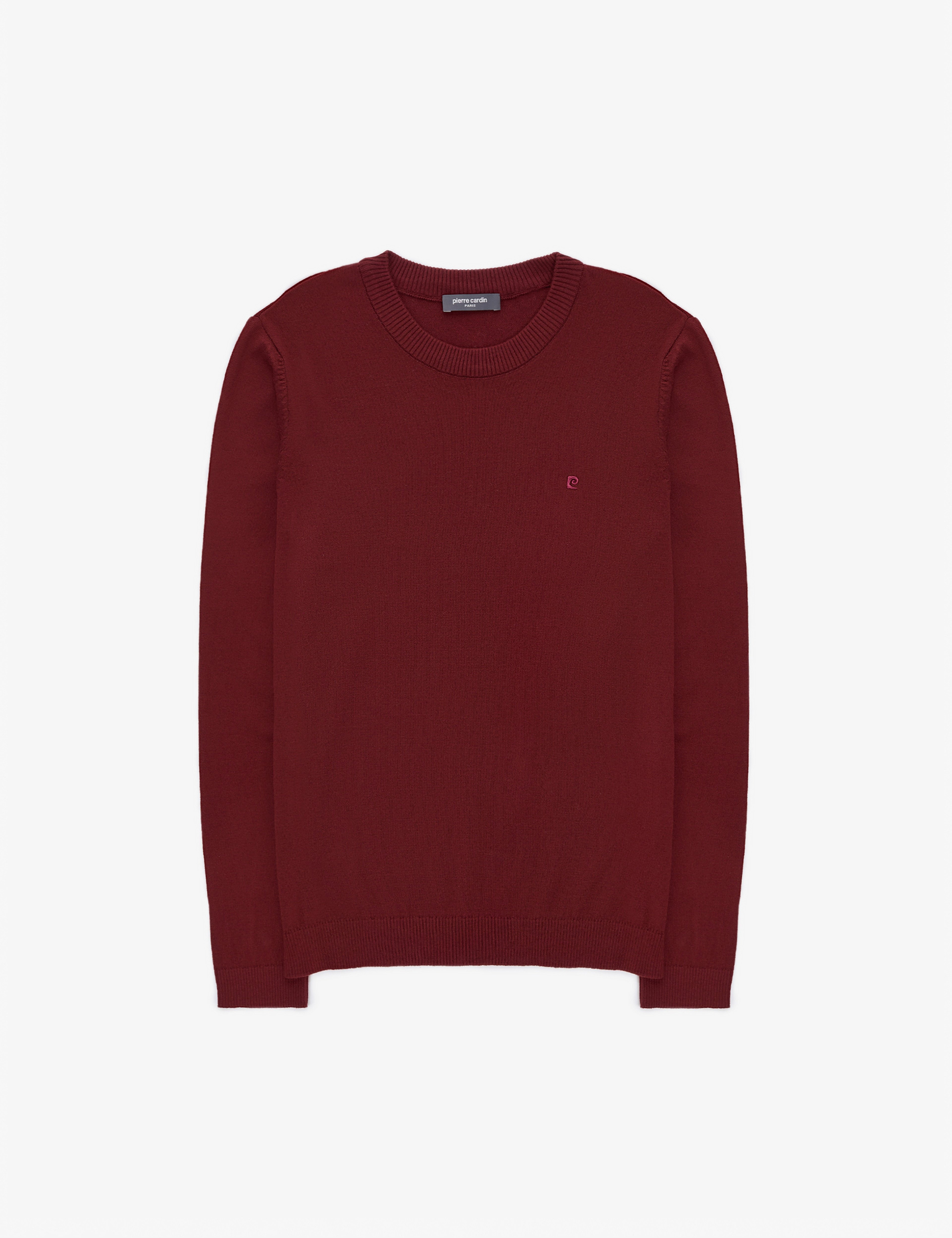 Bordo Slim Fit Bisiklet Yaka Basic Triko Kazak - Image 7