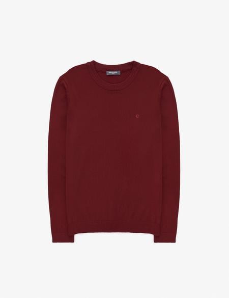 Bordo Slim Fit Bisiklet Yaka Basic Triko Kazak - 50314192135