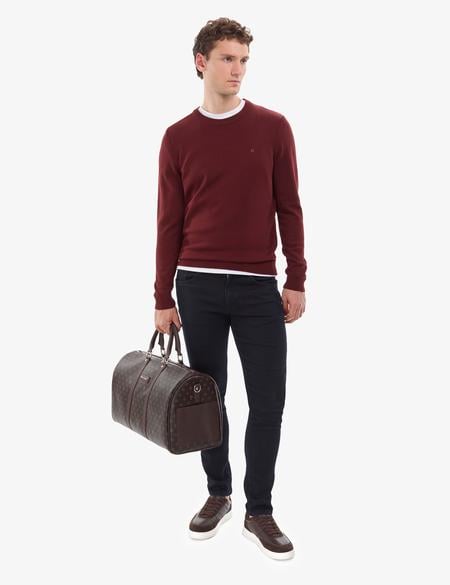 Bordo Slim Fit Bisiklet Yaka Basic Triko Kazak - 50314192135