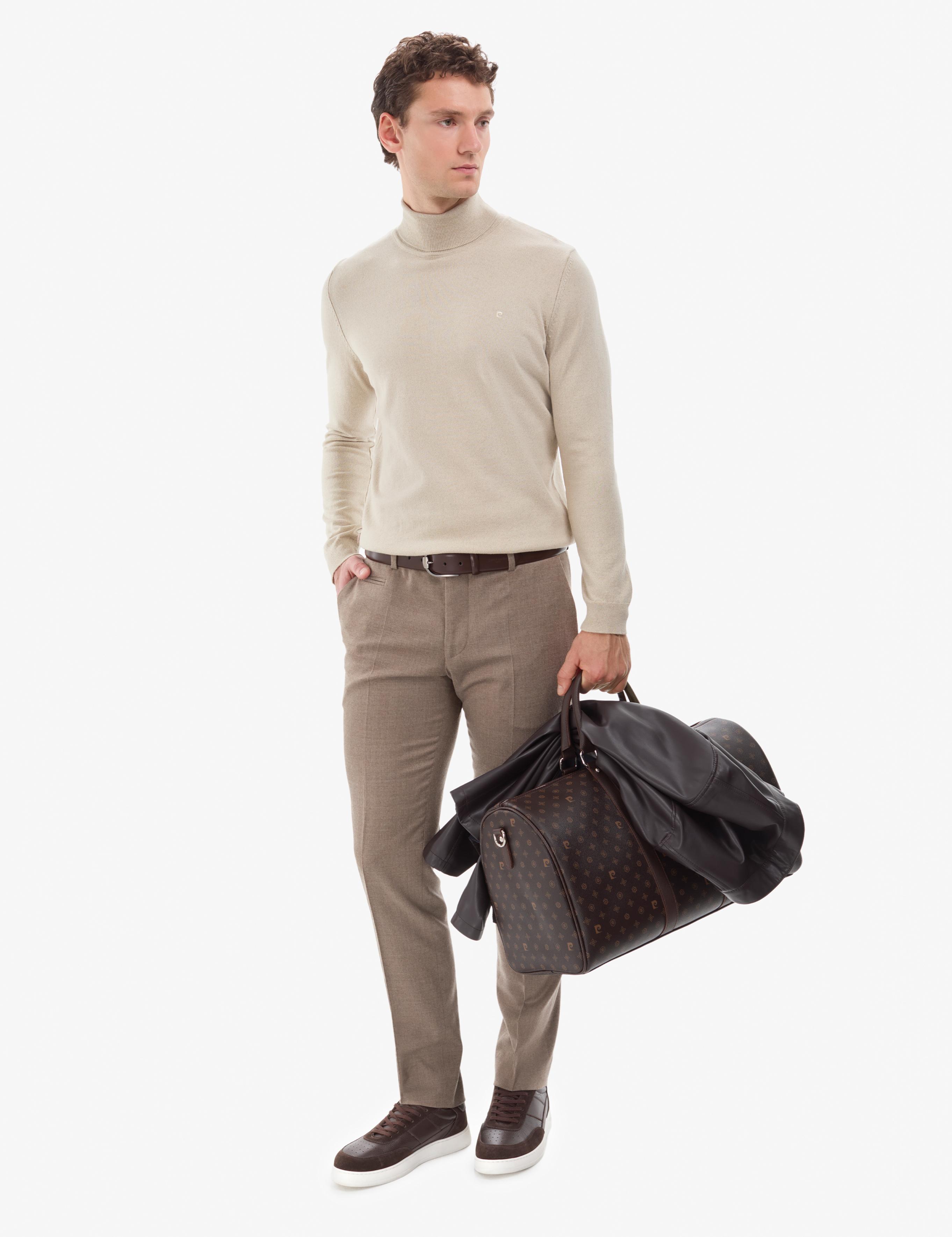 Kum Melanj Slim Fit Balıkçı Yaka Basic Triko Kazak