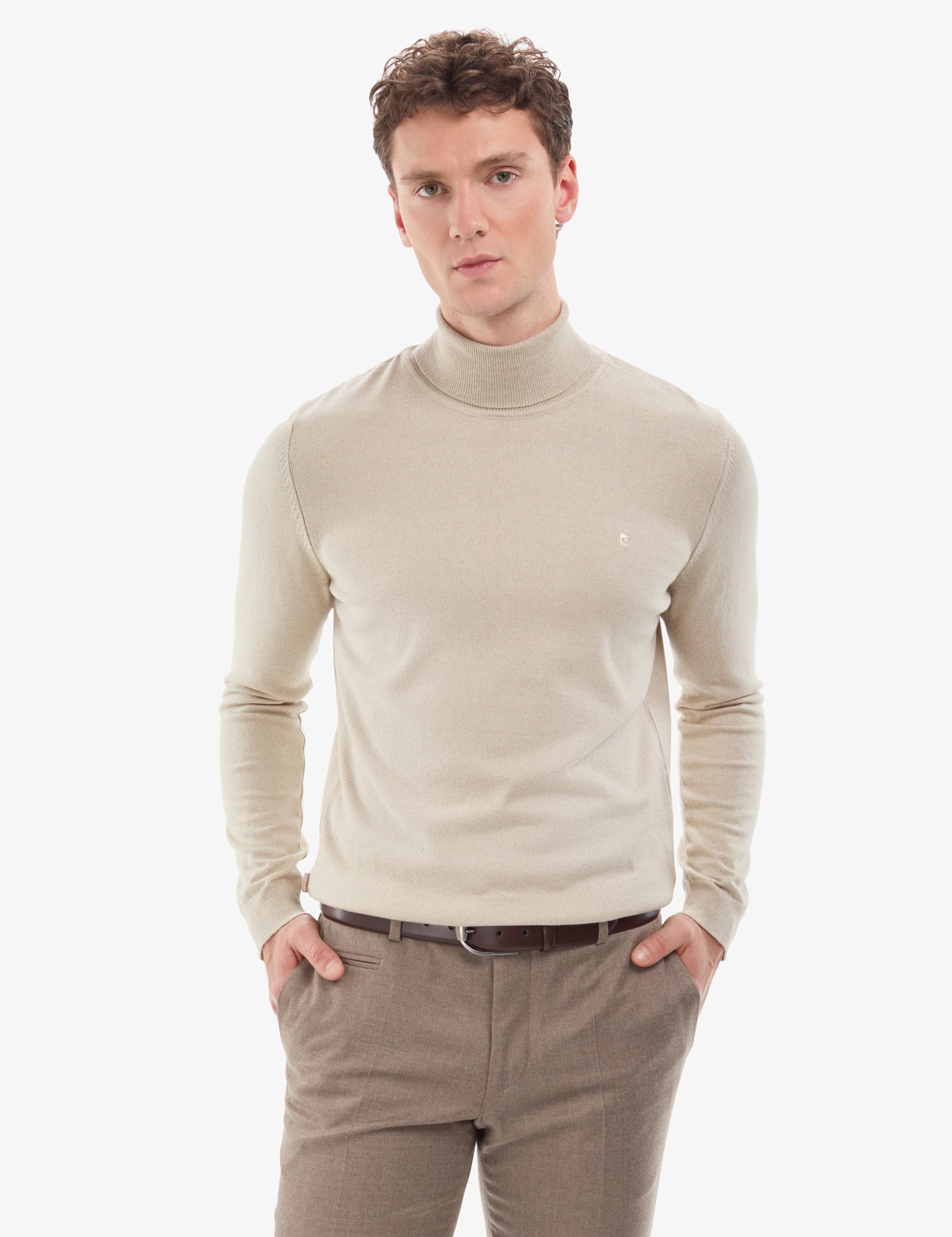 Kum Melanj Slim Fit Balıkçı Yaka Basic Triko Kazak