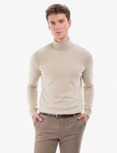 Kum Melanj Slim Fit Balıkçı Yaka Basic Triko Kazak