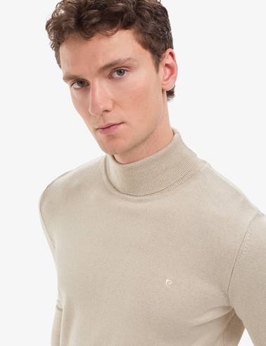 Kum Melanj Slim Fit Balıkçı Yaka Basic Triko Kazak