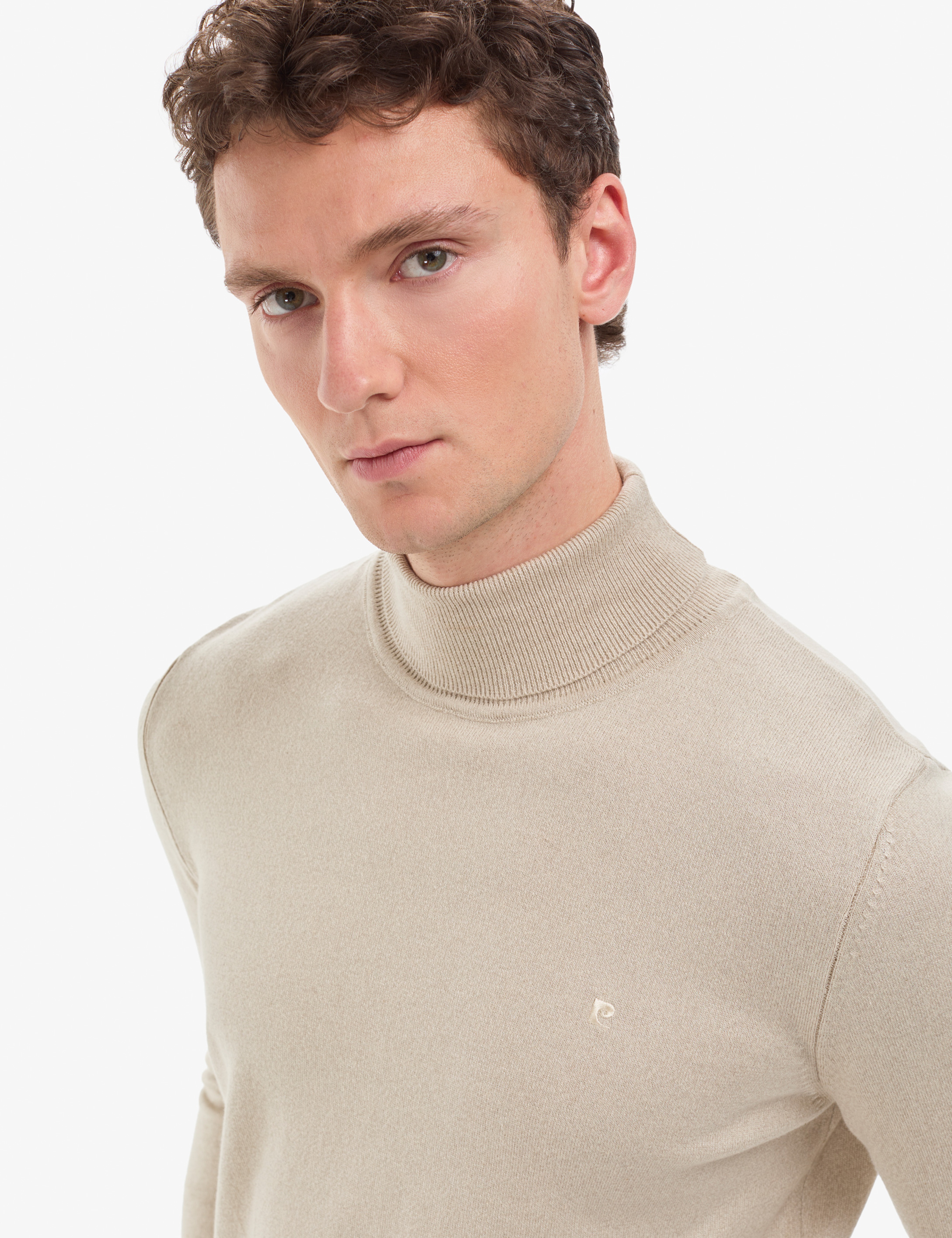 Kum Melanj Slim Fit Balıkçı Yaka Basic Triko Kazak - Image 3