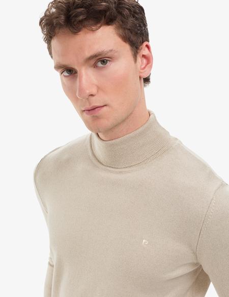 Kum Melanj Slim Fit Balıkçı Yaka Basic Triko Kazak - 50314202016