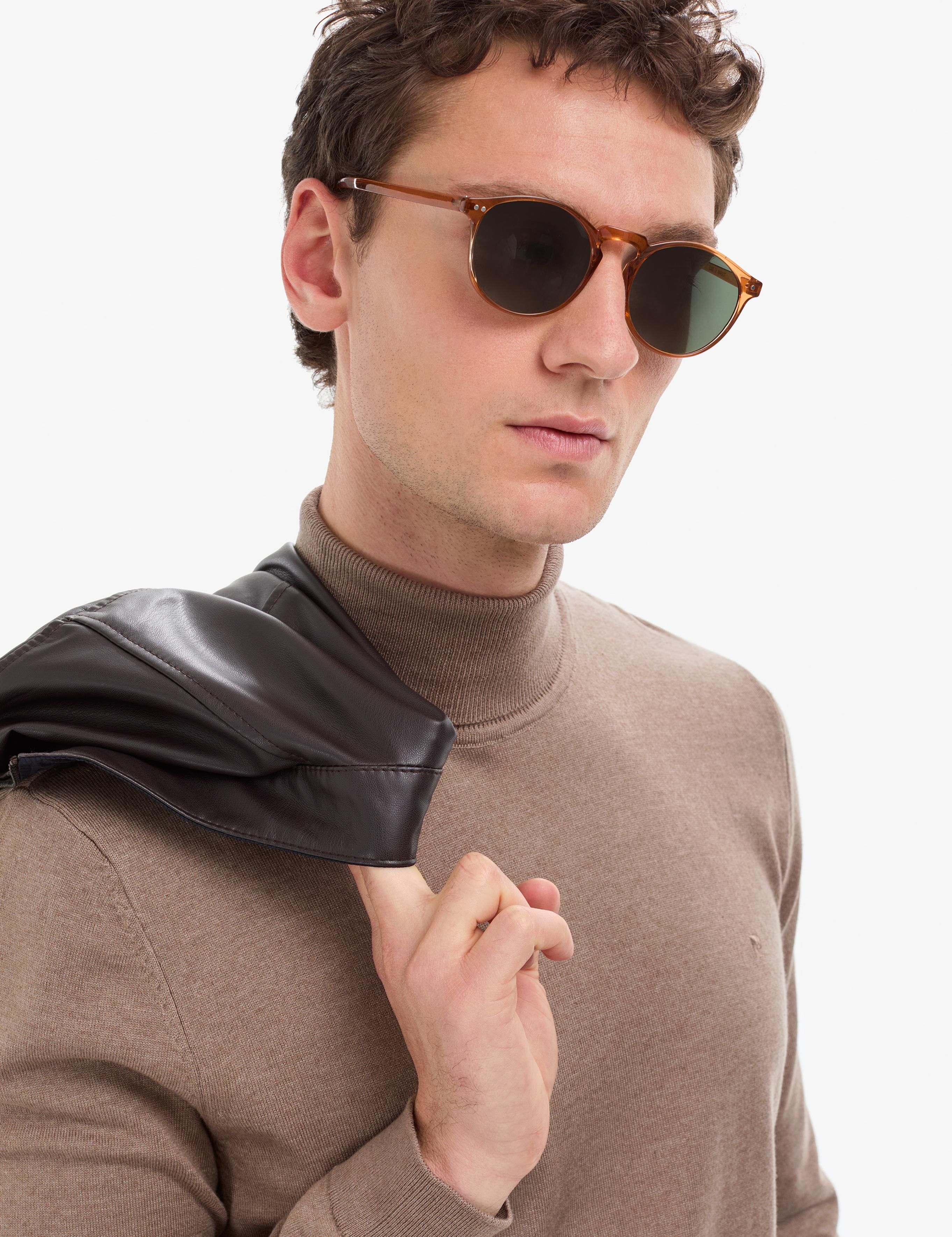 Vizon Melanj Slim Fit Balıkçı Yaka Basic Triko Kazak