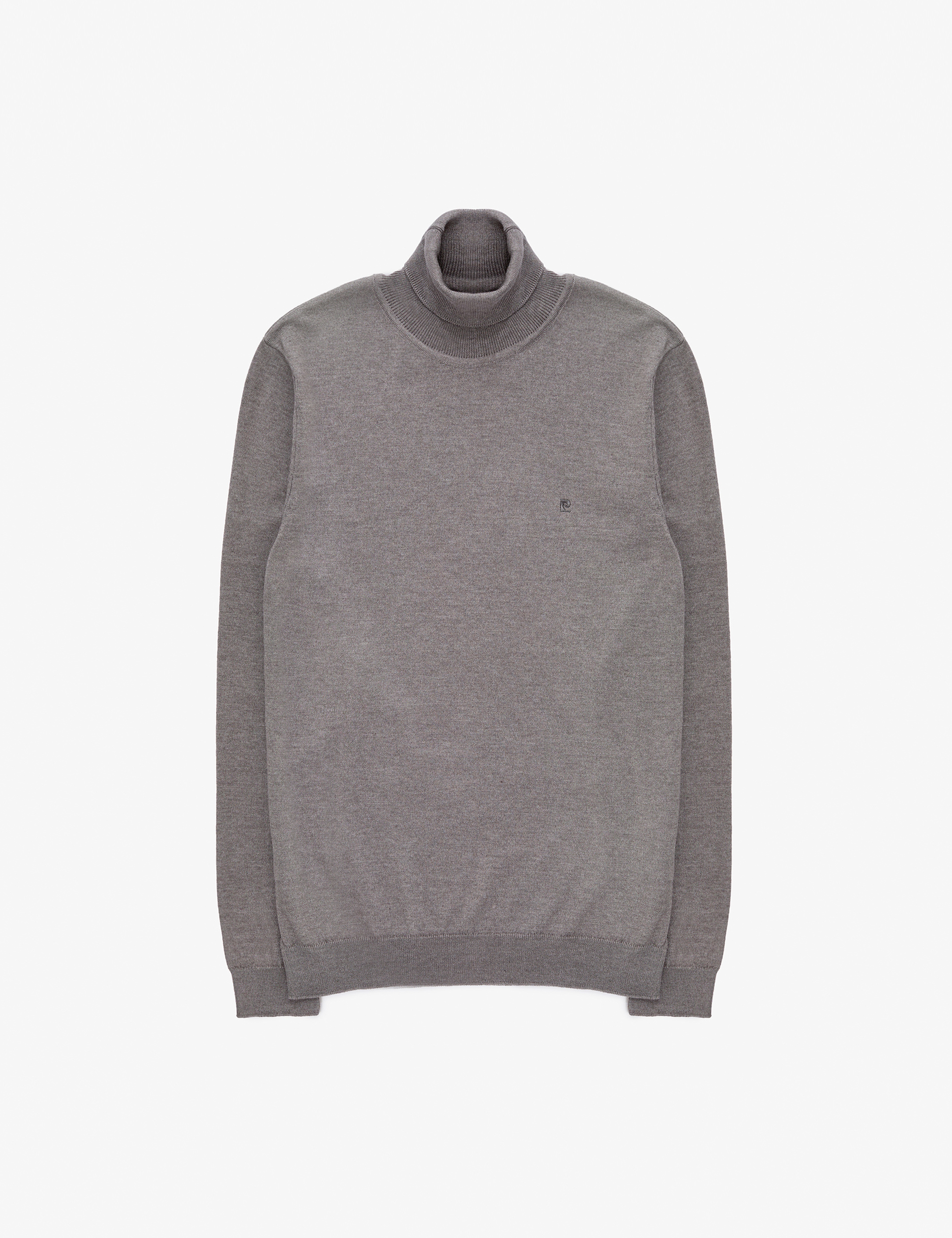 Gri Melanj Slim Fit Balıkçı Yaka Basic Triko Kazak