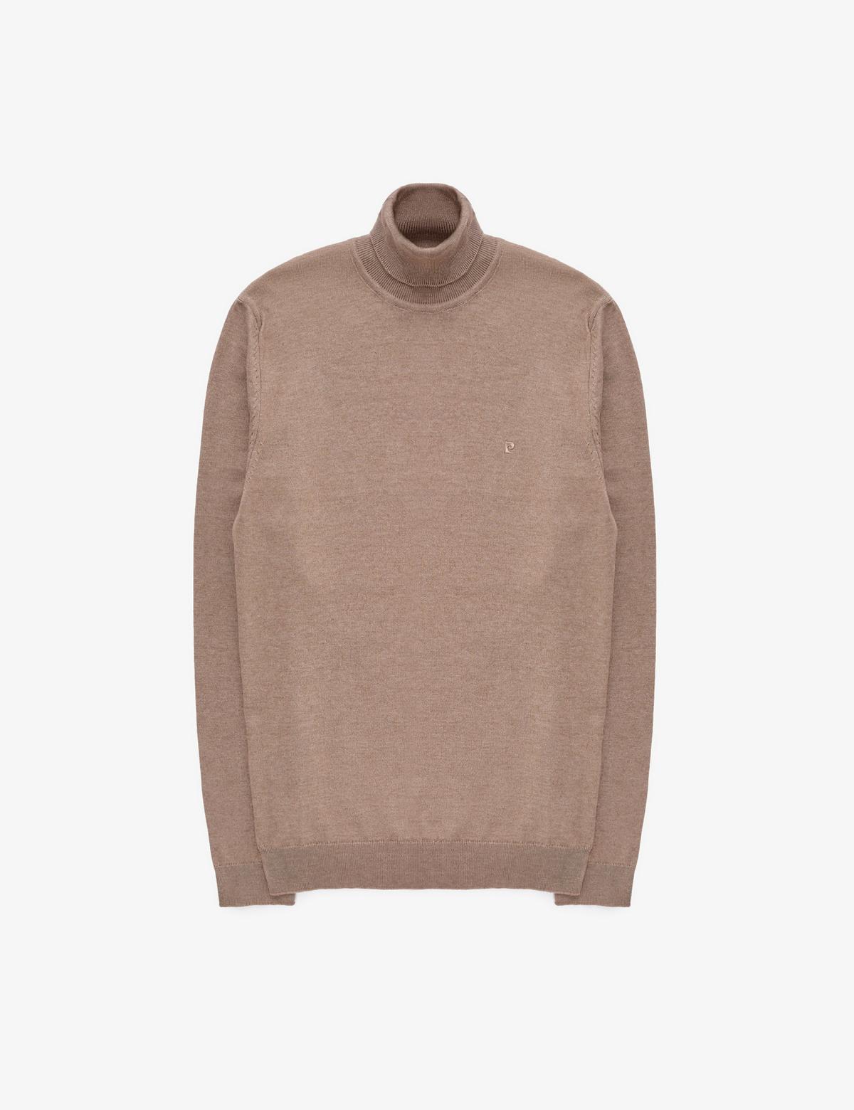 Vizon Melanj Slim Fit Balıkçı Yaka Basic Triko Kazak - 50314202125