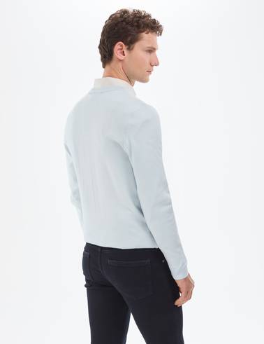 Açık Mavi Slim Fit Bisiklet Yaka Basic Triko Kazak