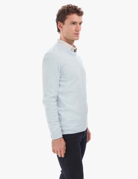 Açık Mavi Slim Fit Bisiklet Yaka Basic Triko Kazak - 50314192115