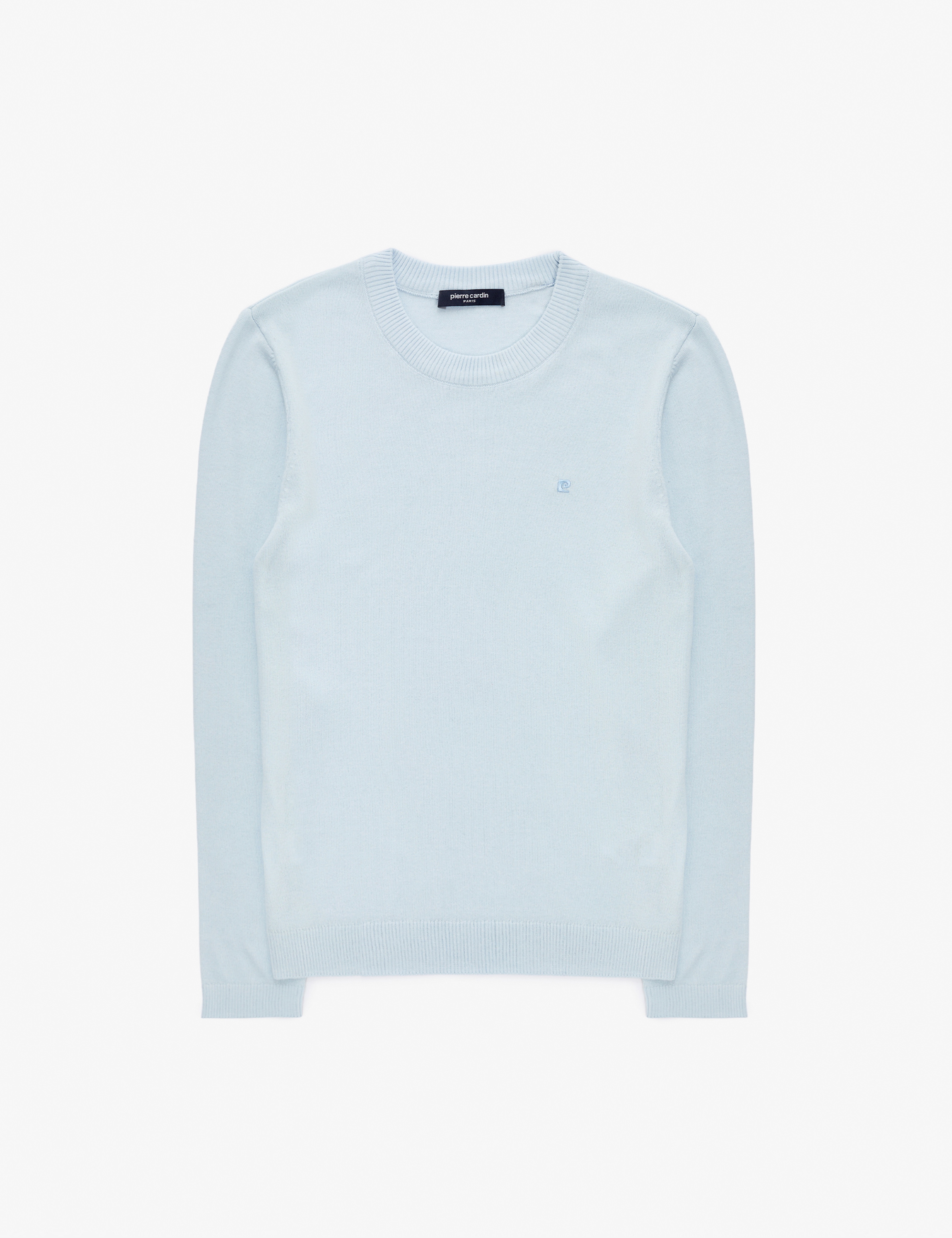 Açık Mavi Slim Fit Bisiklet Yaka Basic Triko Kazak