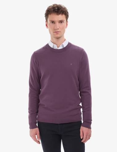 Mor Slim Fit Bisiklet Yaka Basic Triko Kazak