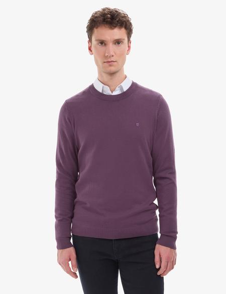 Mor Slim Fit Bisiklet Yaka Basic Triko Kazak - 50314192125