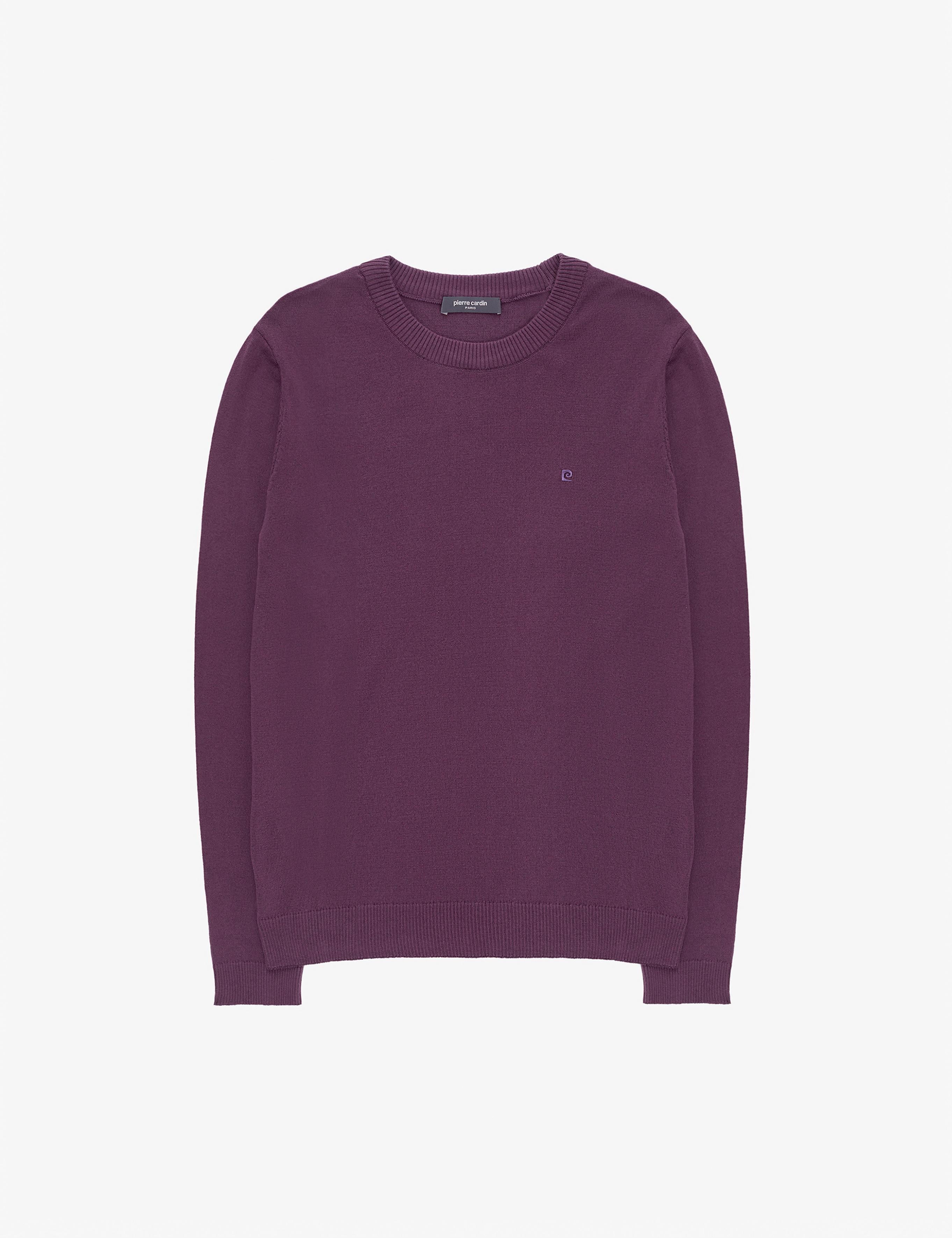 Mor Slim Fit Bisiklet Yaka Basic Triko Kazak